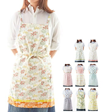 エプロン プレゼント 母の日 プリント柄 おしゃれ かわいい 北欧風 楽天 家事 カフェ ショート丈 綿麻素材 ショートエプロン 保育士 ポケット付き レディース 切り替えデザイン 綿 麻 クロス クロスエプロン カフェエプロン K8338 lz-epln