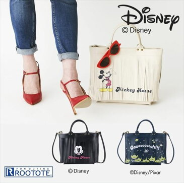 Rootote ルートート トートバッグ 楽天 DISNEY DELI デリ サイドポケット ディズニー 2WAY ショルダー フリンジ 合成皮革 ミッキー レディース 小さめ 軽量 かわいい