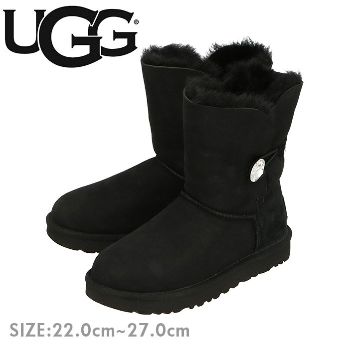 ugg ブーツ 楽天 革 黒 ベイリーボタンブリング レディース ミドル BAILEY BUTTON ...