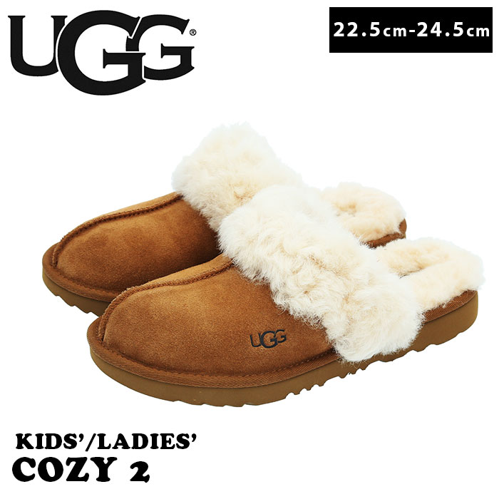 ugg サンダル レディース 楽天 サボ ムートン スリッパ ファー 約 22cm 約 23cm 約 24cm アグ 内ボア ブラック 黒 ルームシューズ 屋内 カジュアル チェスナット プレゼントギフト 冬 靴 あったか おしゃれ 1019065k コージー2