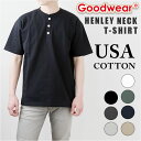 goodwear tシャツ グッドウェア 2w72522 楽天 ヘンリーネックT Goodwear USA 半袖tシャツ メンズ シャツ トップス インナー アンダーウェア レディース ユニセックス 丸首 ボタン シンプル おしゃれ 無地 厚手 コ