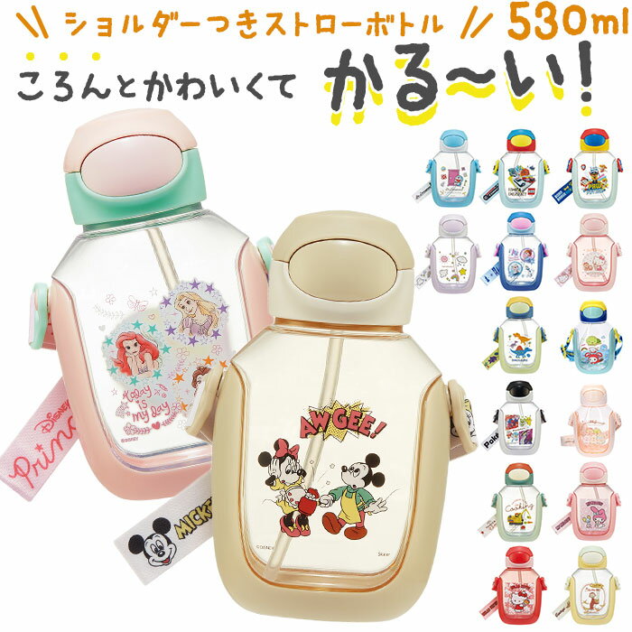 水筒 ストロー 子供 楽天 約 500ml 530ml ストローボトル ワンプッシュ クリアボトル 女の子 男の子 子ども キッズ キャラクター グッズ おしゃれ かわいい スケーター SKATER PDSH6DX 幼稚園 園児 遠足