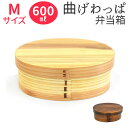弁当箱 曲げわっぱ M 通販 曲げわっぱ弁当箱 約 600ml まげわっぱ お弁当箱 わっぱ ランチボックス わっぱ弁当 仕切り 女子 大人 1段 バンド ゴム...