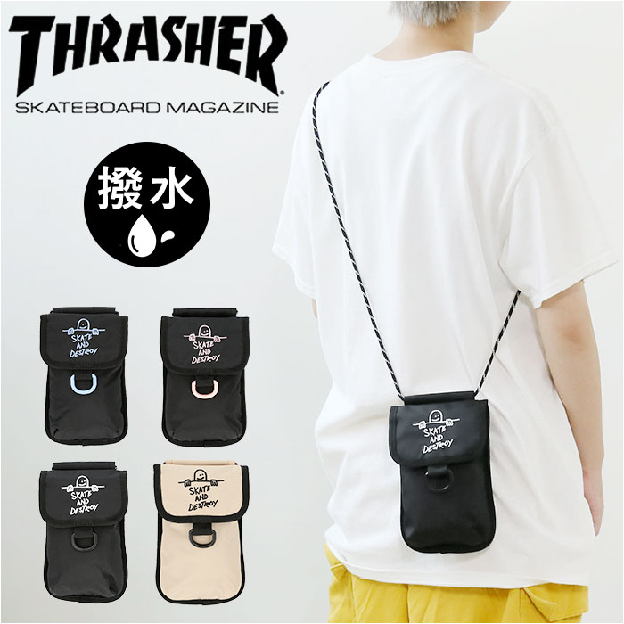 THRASHER スラッシャー スマホショルダー 楽天 ショルダーバック スマホポーチ ショルダーバッグ ミニショルダー ショルダー 肩掛け ななめかけ 斜めかけ サブバッグ サブバック 小さめ ミニ ロゴ THR-270 ブランド 男女兼用 メンズ レディース カジュアル