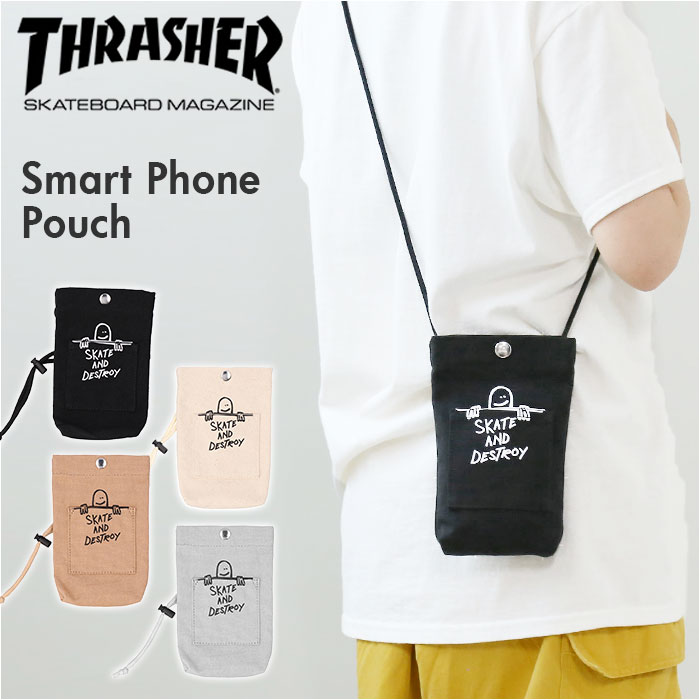 THRASHER スラッシャー スマホショルダー 楽天 ショルダーバック スマホポーチ ショルダーバッグ ミニショルダー ショルダー 肩掛け ななめかけ 斜めかけ サブバッグ サブバック 小さめ ミニ ロゴ THR-271 ブランド 男女兼用 メンズ レディース カジュアル