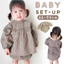 ベビー服 女の子 セパレート 楽天 子供服 上下セット キッズ服 セットアップ パンツ ブルマ 長袖 長そで かぼちゃパンツ ギンガムチェック 可愛い かわいい...