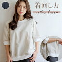 カットソー 七分袖 楽天 レディース トップス プルオーバー Tシャツ クルーネック 綿 コットン コットンリネン 切り替え ナチュラル シンプル ラグランスリ...