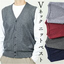 ニットベスト 前開 メンズ 楽天 Vネック トップス 防寒 保温 チョッキ ジレ ボタン ウール 春 秋 冬 ポケット付き シンプル 通勤 通学 制服 学生 ビ...