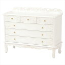 チェスト 脚付き 楽天 幅105×奥行40×高さ83cm ヴィオレッタシリーズ ワイドチェスト RCH-1233AW 4段 引き出し アンティークホワイト 白 ...