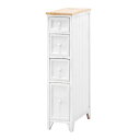 チェスト 完成品 白 楽天 4段 スリムチェスト 引き出し 収納 タンス MCH-5280NAW 幅20cm おしゃれ シンプル ナチュラル シャビーテイスト 木製 桐製 脚付き アンティークホワイト 幅20×奥行40×高さ85cm 収納家具 家具 インテリア