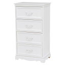 チェスト 完成品 白 楽天 4段 4杯 アンティーク調取っ手 引き出し 収納 タンス MCH-6595WH 幅50cm 一人暮らし 木製 桐 おしゃれ かわいい...