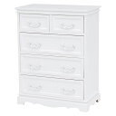 チェスト 完成品 白 楽天 4段 5杯 アンティーク調取っ手 引き出し 収納 タンス MCH-6596WH 幅60cm 一人暮らし 木製 桐 おしゃれ かわいい...
