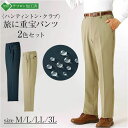 メンズ スラックス ノータック 楽天 ストレッチ ズボン ロングパンツ パンツ カジュアル ビジカジ ビジネスカジュアル 旅に重宝パンツ2色組 ウエストゴム 撥...