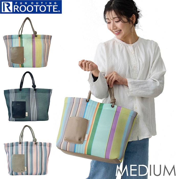 ルートート トートバッグ ROOTOTE 1083 楽天 通勤 通学 レディース 大きめ A4 トートバック 手提げバッグ 手提げ袋 手提げかばん 軽量 軽い おしゃれ シンプル 洗える 手洗い ストライプ wefer ウエッファ MEDIUM ミディアム