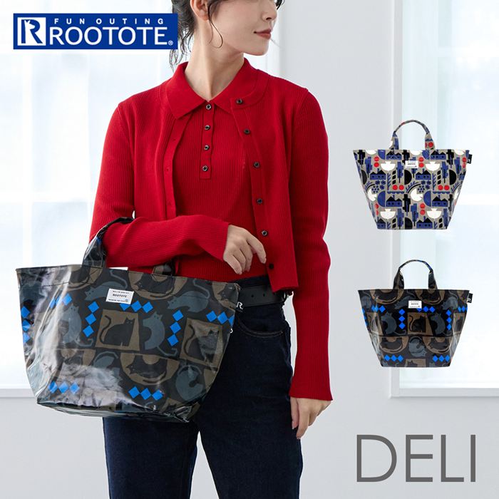 ROOTOTE ルートート トートバッグ 3613 楽天 手提げカバン ラミネート 手提げバッグ トートバック 通勤 通学 A4 サブバッグ DELI おしゃれ かわいい 舟型 自立 便利 機能的 撥水 雨の日 汚れづらい ドットボタン レディース 大人