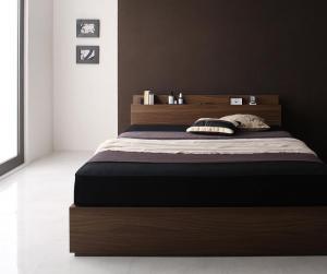 ロングセラー 人気 ベッド ベッドフレーム マットレス付き 収納付き 木製 コンセント付き 収納ベッド 引き出しベッド ウォルナットブラウン マルチラススーパースプリングマットレス付き ダブル ※組立設置