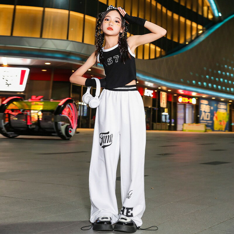 キッズダンス衣装 セットアップ ガールス タンクトップ タイト パンツ ゆったり キッズ ヒップホップ ジャズ ストリート系トップス パンツ 女の子