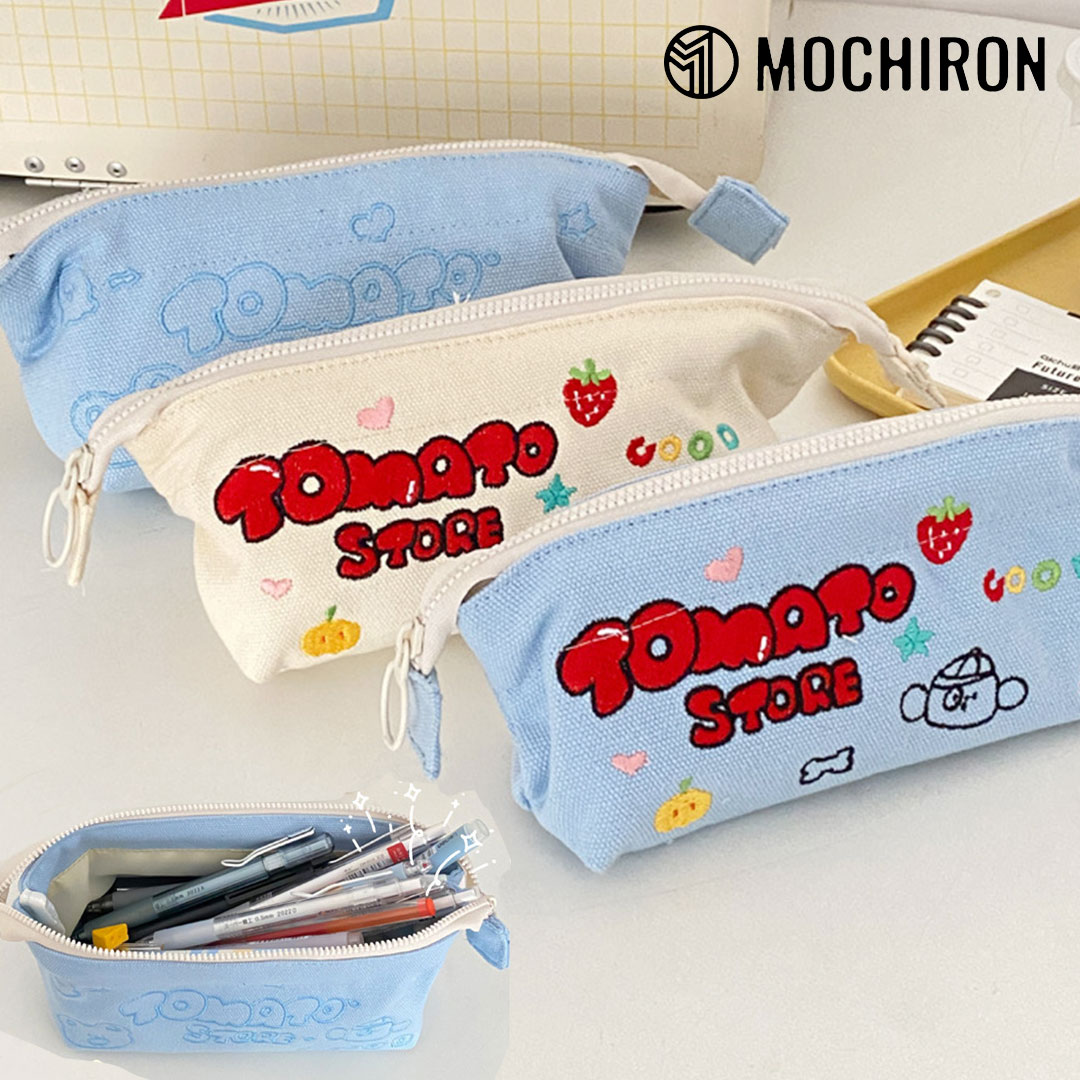 TOMATO STORE 平成レトロ刺繍ロゴ柄ペンケース かわいい 高校生女子 オシャレ 大容量 シンプル 文具 韓国 おしゃれ 可愛い スリムポーチ 大学生 ...