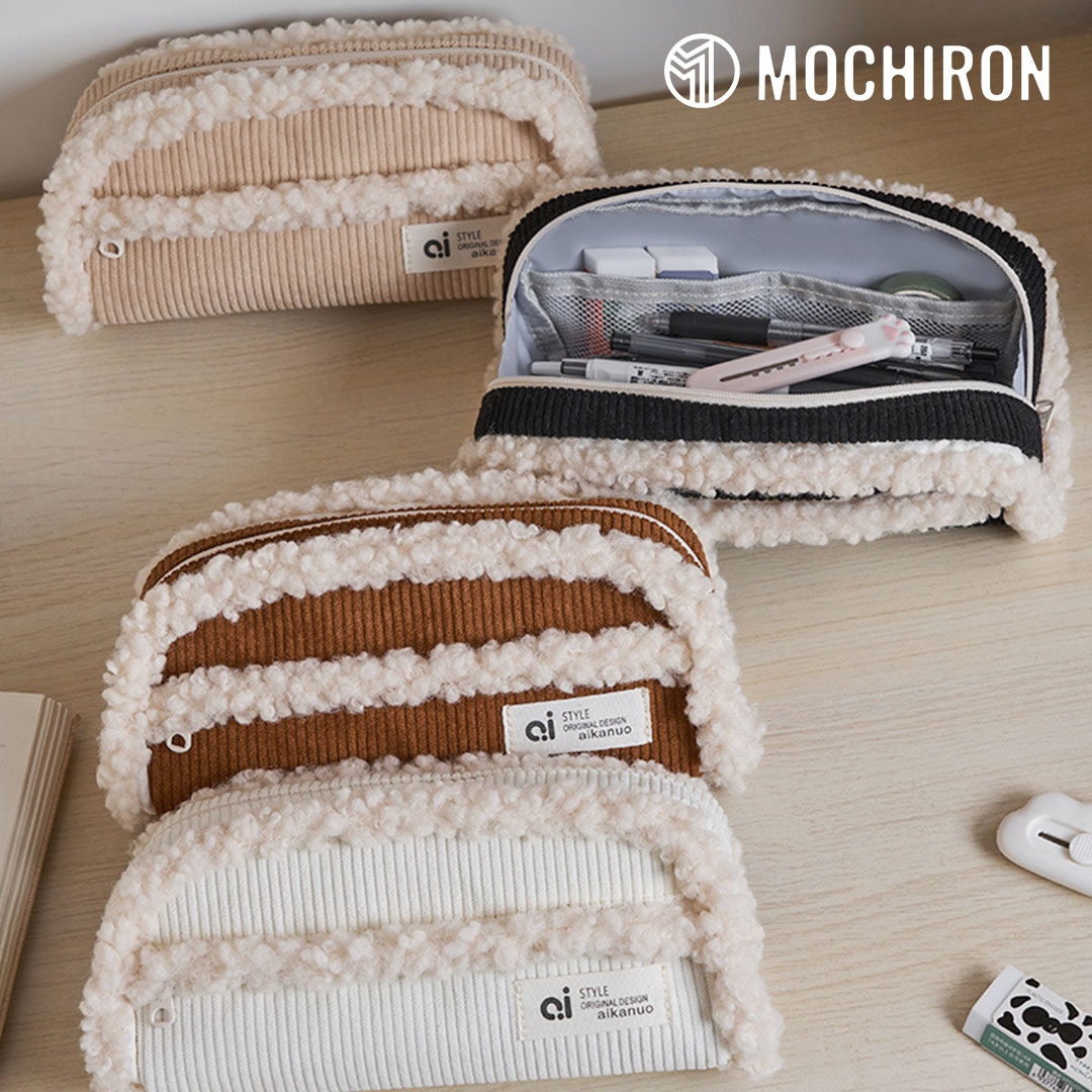 ペンケース 筆箱 大容量コーデュロイ×ふわふわボアラインペンケース 大容量 かわいい 高校生女子 オシャレ シンプル 文具 韓国 おしゃれ 可愛い スリムポーチ...