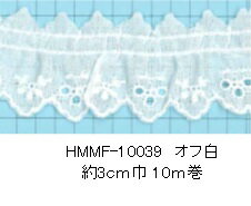 ポイント還元5倍対象商品 綿タックレース HMMF-10039 10M単位【フリル レース テープ タック ポーチ バッグ 花柄 ギンガムチェック ネコポス便対応】