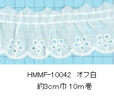 ポイント還元5倍対象商品 綿タックレース HMMF-10042 10M単位【フリル レース テープ タック ポーチ バッグ 花柄 ギンガムチェック ネコポス便対応】