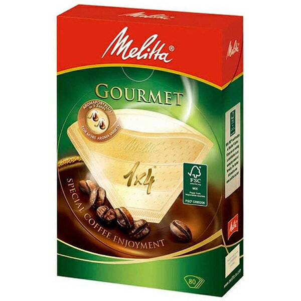 メリタ(Melitta) フィルターペーパー 4〜8杯用 グルメ FSCミックス 1x4 ナチュラルブラウン 80枚入 PG-148