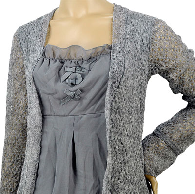 在庫一掃セール イタリアインポートニット SISTE'S フェイクレイヤードモヘアチュニック グレー