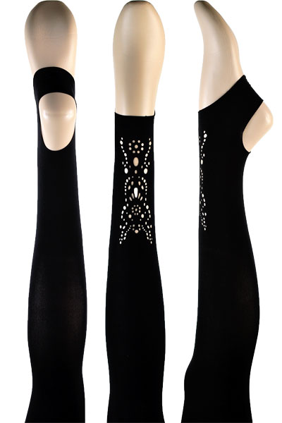 Moda Italia 楽天市場店のインポート レギンス OROBLU ECCENTRIC トレンカレギンス 黒 送料無料｜アングル3