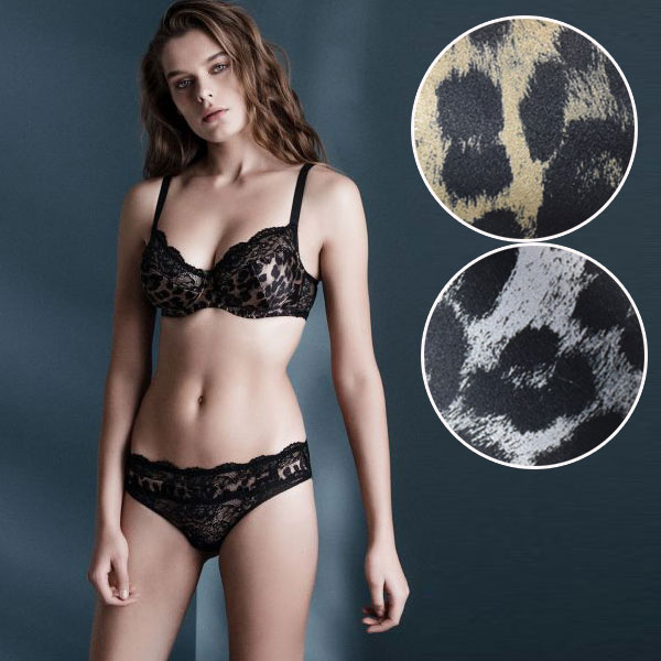 イタリア インポート ランジェリー/ブランドランジェリー LORMAR JUNGLE レース切替アニマル柄ノーパッ..