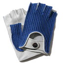 メローラ カットオフ ドライビンググローブ ZU20クロシェット(ブルー/ホワイト)ディアスキンMEROLA 手袋指なし メンズ半指