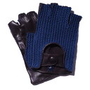 【10%割引】MEROLA メローラ カットオフ ドライビンググローブ U20新作 クロシェット ブルー×ブラウン メンズ 指なし ナッパレザー 本革 イタリア...