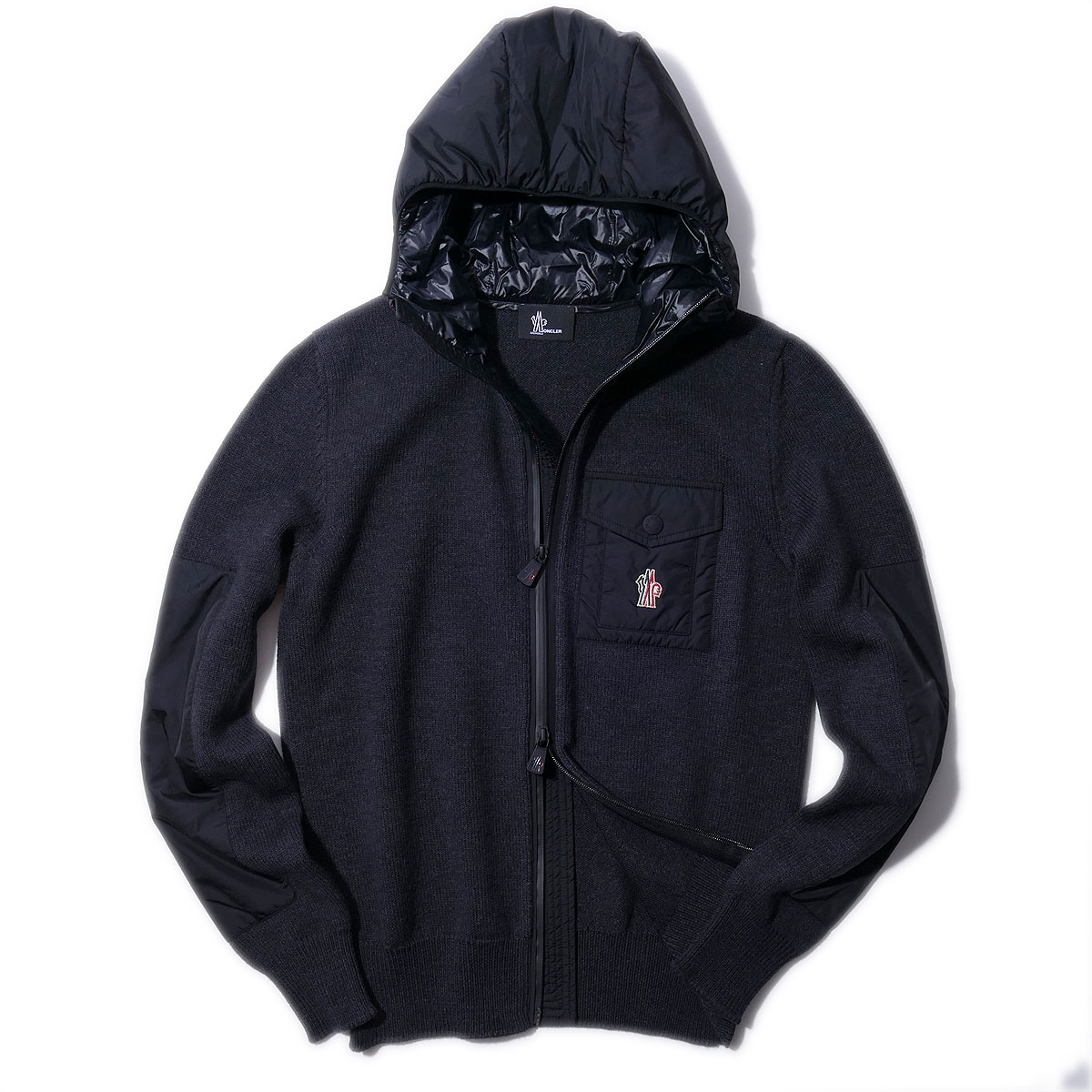 モンクレール グルノーブル フーデッド ニットカーディガン 9B00007 972グレー MONCLER GRENOBLE メンズ ブランド ギフト