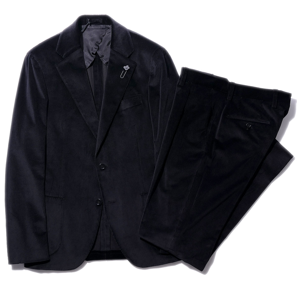 ラルディーニ コーデュロイ スーツ IV804AQ IVSF63403 999ブラック LARDINI SPECIAL LINE セットアップ 上下 メンズ 大...