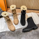 動画ショートブーツ ファー ブーツ ブーティー 編み上げ ムートン 韓国 チャンキーヒール ラウンドトゥ 20.5cm 21cm 21.5cm 22cm 22....