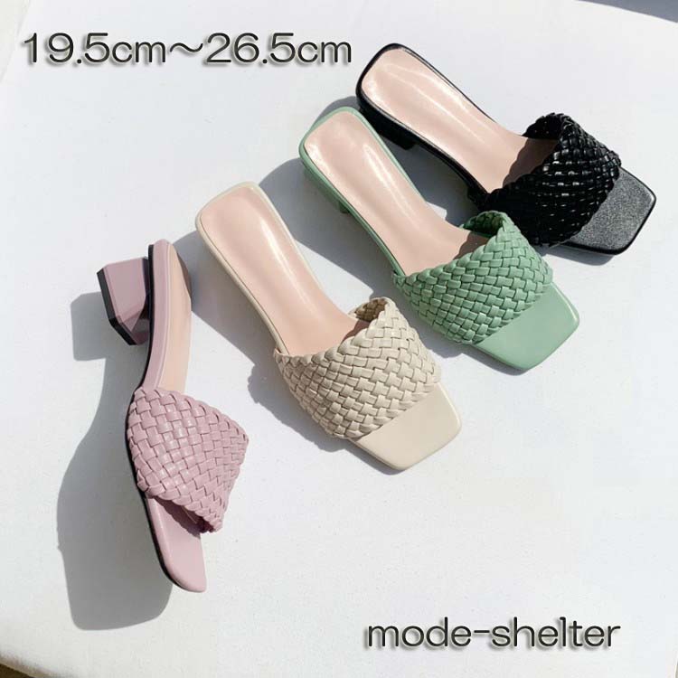 【 即納 在庫処分 】 ミュール サンダル メッシュ チャンキーヒール 19.5cm 20cm 20.5cm 21cm 21.5cm 22cm 22.5cm 23cm 23.5cm 24cm 24.5cm 25cm 25.5cm 26cm 26.5cm オープントゥ 黒 ビーチサ…