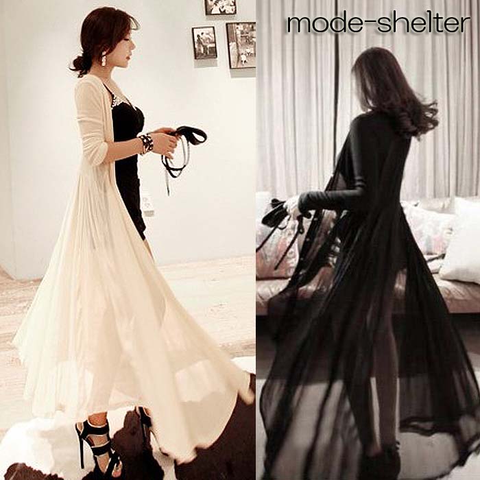 【ブラックフライデー ポイント2倍×クーポン有】【 即納 有 】カーディガン ワンピース フレアー ロングカーディガン 長袖 カーディガン 黒 結婚式 体型カバ...