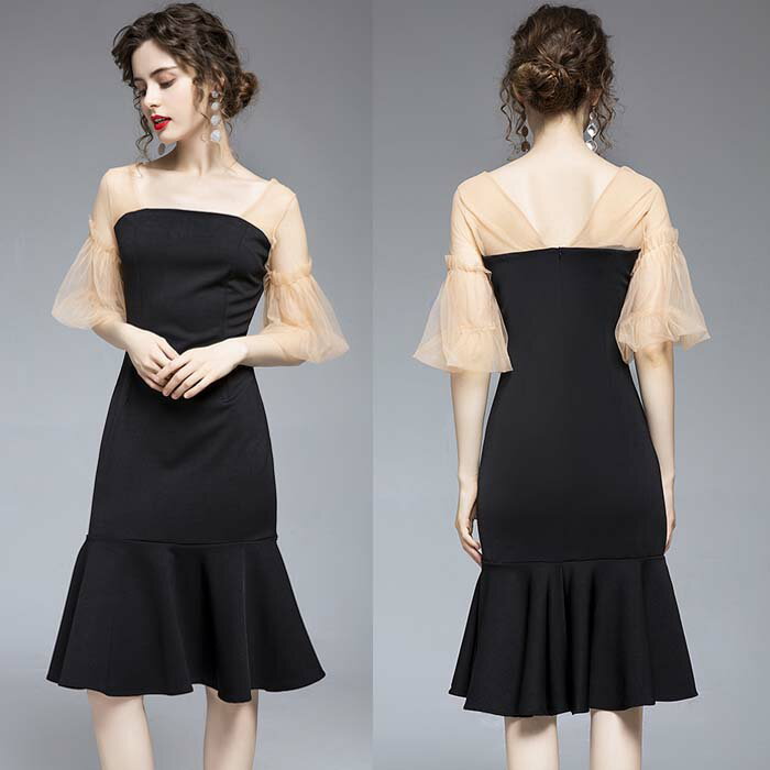 ワンピ ワンピース フレアー 黒 ブラック ベージュ S M L XL 2XL 7号 9号 11号 13号 15号 ミモレ丈 ミディ丈 タイト ミニ マキシ ドレス 結婚式 パーティー マーメイド