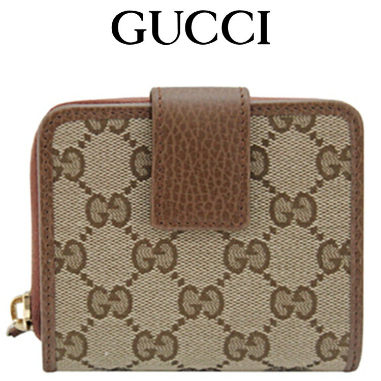 GUCCI グッチ 財布 二つ折り財布 レディース 折りたたみ財布 小銭入れ有り グッチ財布アウトレット ブランド財布 グッチレディース財布 GGキャンバス ぐっち さいふ サイフ 茶 新品 正規品 アウトレット 346056 KY9LG 8610