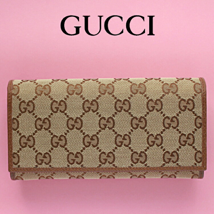 グッチ 財布（レディース） ＼楽天ランキング2位／GUCCI グッチ 財布 レディース 長財布 二つ折り財布 フラップ財布 小銭入れ有り GGキャンバス 茶 グッチ長財布　ぐっち さいふ サイフ ながさいふ グッチ財布 新品 正規品 アウトレット 346058 KY9LG 8610