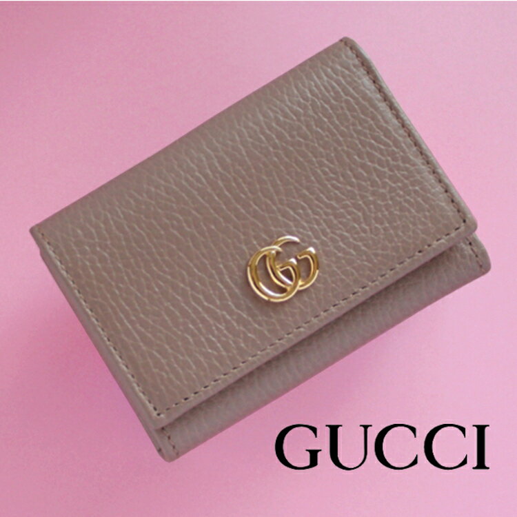 GUCCI グッチ 財布 レディース 三つ折り財布 グッチ財布 ミニ財布 スモール財布 コンパクト財布 gucci財布 革 レザー 新品 正規品 ぐっち さいふ サイフ マーモント ベージュ アウトレット 644407 CAO0G 5729