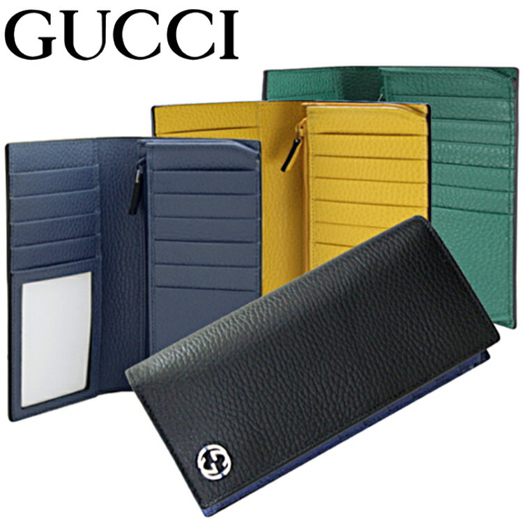 グッチ 財布（メンズ） GUCCI グッチ 財布 メンズ 長財布 二つ折り長財布 小銭入れ有り グッチ長財布 アウトレット メンズ財布 革 レザー ぐっち さいふ 黒 青 黄色 緑 インターロッキングG 新品 正規品 610467 CAO2N 1040 1041 1080