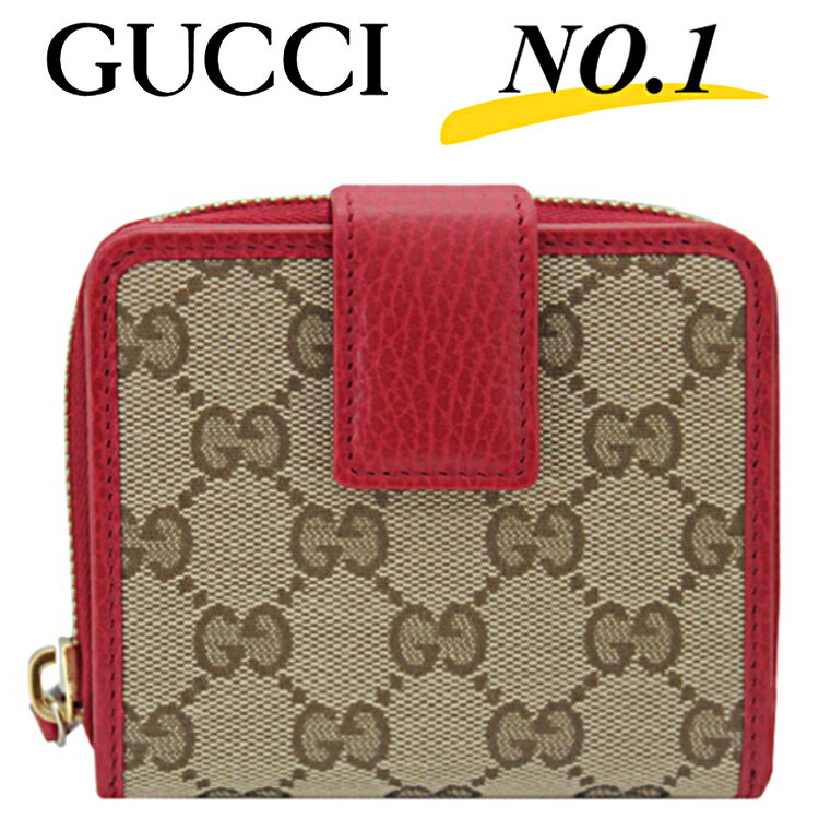 グッチ 財布（レディース） ＼楽天ランキング1位／GUCCI グッチ 財布 二つ折り財布 レディース 財布 折りたたみ財布 小銭入れ有り グッチ財布アウトレット ブランド財布 グッチレディース財布 gucci財布 GGキャンバス ぐっち さいふ サイフ 赤 新品 正規品 アウトレット 346056 KY9LG 8606