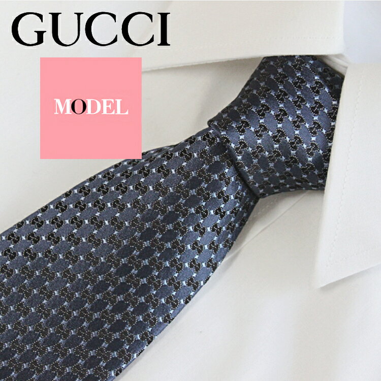 グッチ GUCCI ネクタイ メンズ GG柄 ダブルG GGマーク ブルーグレー ダークブルー ブルー ブラック 黒 シルク 新品 本物 正規品 アウトレット 349391 4B002 4069