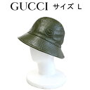 グッチ GUCCI ハット バケットハット レザー メンズ レディース 男女兼用 ユニセックス オリーブグリーン 帽子 新品 本物 正規品 アウトレット 727...