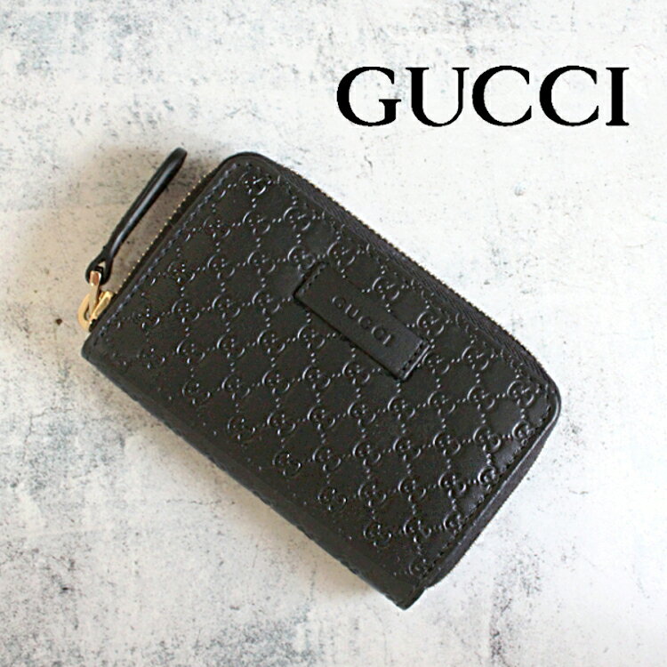 グッチ（GUCCI） GUCCI グッチ コインケース カードケース メンズ 小銭入れ ジップアラウンド スモール財布 マイクログッチシマ 革 レザー ぐっち こいん かーど 黒 ブラック グッチメンズ 新品 本物 正規品 アウトレット 544249 BMJ1G 1000