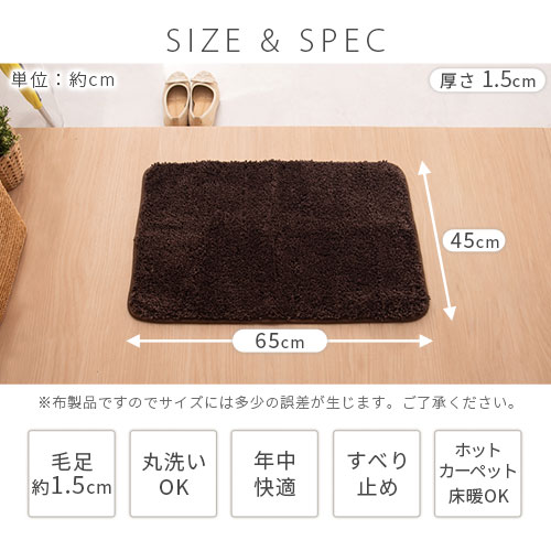 【280円引き】 室内 マット 洗える 約 45×65 cm 玄関マット 滑り止め ラグ 玄関 小さい ラグマット シャギーラグ 無地 丸洗い 洗濯可 屋内 室内マット ミニ カーペット 子ども部屋 寝室 ベッドサイド バスルーム インテリアラグ おしゃれ 北欧 FAB000009