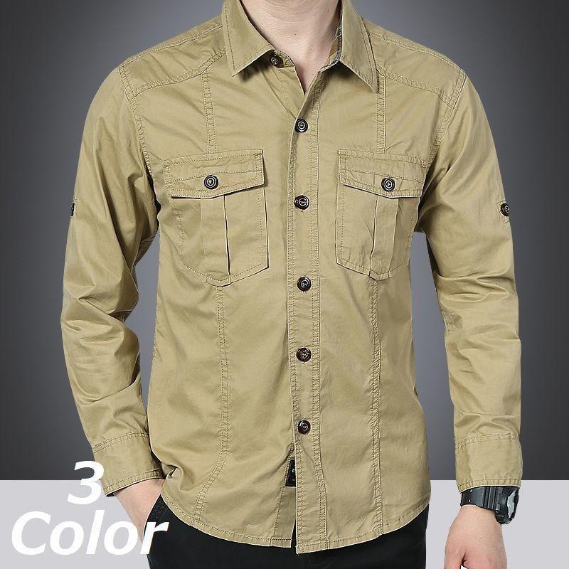 シャツ カジュアルシャツ 長袖シャツ 長袖 ロング メンズファッション トップス シンプル 無地 メンズ 男性 かっこいい おしゃれ