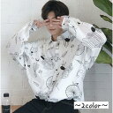 長袖シャツ メンズ トップス シャツ 長袖 柄シャツ 自転車プリント 家具プリント カジュアル 男性 紳士 おしゃれ オシャレ M L XL 2XL