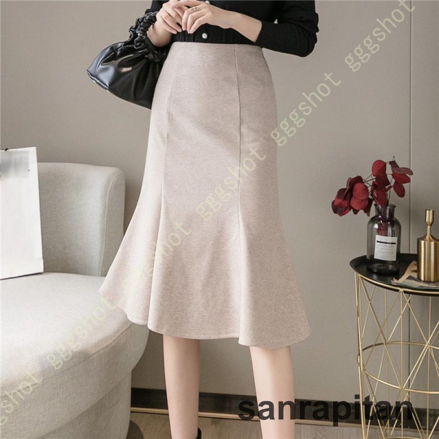 ひざ丈スカート アプリコット 春秋 ミディア丈 スリム レディース スカート ビジネス 仕事用 婦人向け 事務服 着やせ オフィス 黒 カジュアル