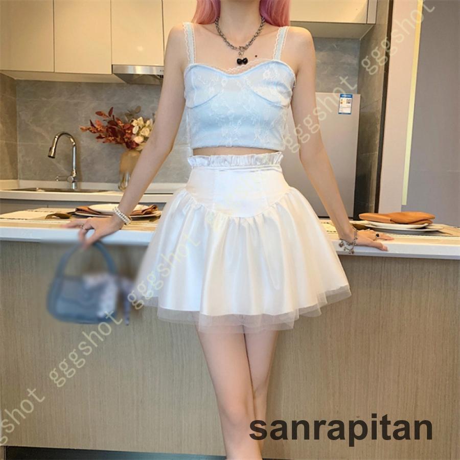 ミニスカート チュール aライン 美足 レディース 女子高生 スリム 婦人向け 高見え 着やせ 大きいサイズ プリーツ チュールスカート ショート 膝上 スカート